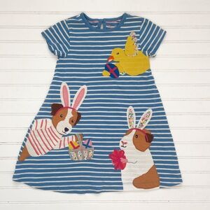 MINI BODEN EUC Easter Bunny Dog Gerbil Duck Embroidered Appliqué Dress